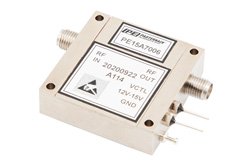 40 dB可变增益放大器，P1dB 15 dBm，6 GHz~18 GHz，增益控制 20 dB，噪声系数5 dB，SMA