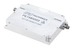 氮化镓（GaN）高功率双向放大器，30 MHz~2.7 GHz，饱和功率 8W，切换时间1 µsec，发射增益36 dB，手动发射/接收控制，SMA