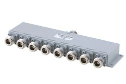 8 Way N Power Divider from 5 MHz to 500 MHz Rated at 10 Watts