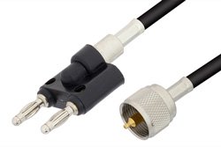 UHF Male to Banana Plug Cable 12 Inch Length Using RG58 Coax