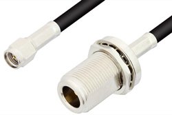 SMA Male to N Female Bulkhead Cable 12 Inch Length Using RG58 Coax