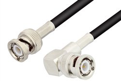 BNC Male to BNC Male Right Angle Cable 12 Inch Length Using RG58 Coax