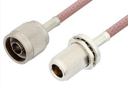 N Male to N Female Bulkhead Cable 12 Inch Length Using RG142 Coax