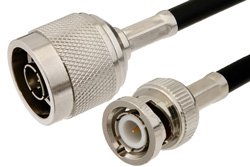 N Male to BNC Male Cable 48 Inch Length Using RG58 Coax
