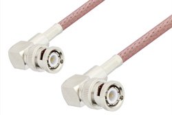 BNC Male Right Angle to BNC Male Right Angle Cable 12 Inch Length Using RG142 Coax, RoHS