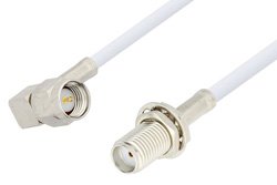 SMA Male Right Angle to SMA Female Bulkhead Cable 6 Inch Length Using RG188 Coax, RoHS