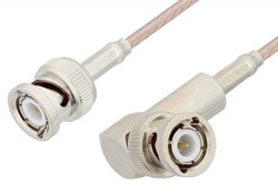 BNC Male to BNC Male Right Angle Cable 24 Inch Length Using 75 Ohm RG179 Coax