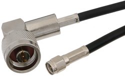 SMA Male to N Male Right Angle Cable 12 Inch Length Using RG58 Coax