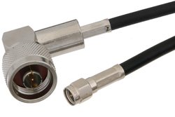 SMA Male to N Male Right Angle Cable 48 Inch Length Using RG58 Coax