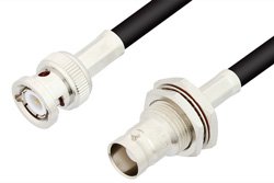 BNC Male to BNC Female Bulkhead Cable 72 Inch Length Using 75 Ohm RG59 Coax