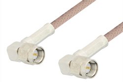 SMA Male Right Angle to SMA Male Right Angle Cable 36 Inch Length Using 95 Ohm RG180 Coax