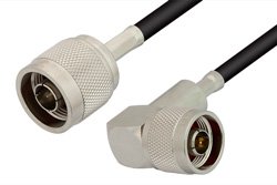 N Male to N Male Right Angle Cable 48 Inch Length Using RG58 Coax, RoHS