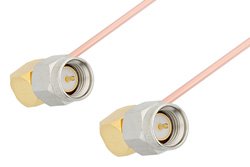 SMA Male Right Angle to SMA Male Right Angle Cable 12 Inch Length Using PE-047SR Coax, RoHS