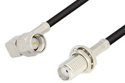 SMA Male Right Angle to SMA Female Bulkhead Cable 60 Inch Length Using RG174 Coax, RoHS