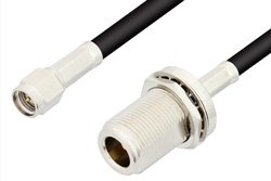 SMA Male to N Female Bulkhead Cable 12 Inch Length Using RG223 Coax