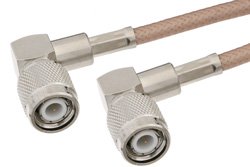 TNC Male Right Angle to TNC Male Right Angle Cable 24 Inch Length Using RG142 Coax