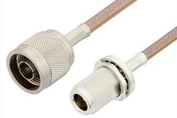 N Male to N Female Bulkhead Cable 24 Inch Length Using RG400 Coax