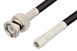 SMC Plug to BNC Male Cable 12 Inch Length Using RG223 Coax, RoHS