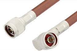 N Male to N Male Right Angle Cable 36 Inch Length Using RG393 Coax, RoHS