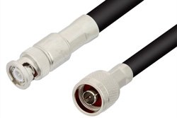 N Male to BNC Male Cable 24 Inch Length Using PE-B405 Coax