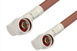 N Male Right Angle to N Male Right Angle Cable 12 Inch Length Using RG393 Coax, RoHS