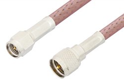 SMA Male to Mini UHF Male Cable 48 Inch Length Using RG142 Coax, RoHS