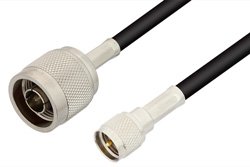 N Male to Mini UHF Male Cable 12 Inch Length Using RG223 Coax