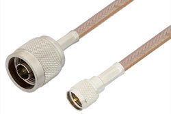 N Male to Mini UHF Male Cable 36 Inch Length Using RG400 Coax, RoHS