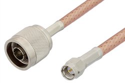 SMA Male to N Male Cable 12 Inch Length Using PE-P195 Coax