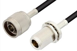 N Male to N Female Bulkhead Cable 12 Inch Length Using RG58 Coax