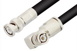 BNC Male to BNC Male Right Angle Cable 48 Inch Length Using RG214 Coax, RoHS