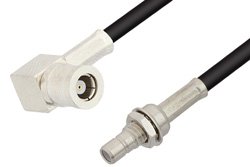 SMB Plug Right Angle to SMB Jack Bulkhead Cable 12 Inch Length Using RG174 Coax