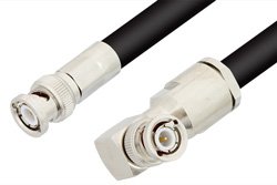 BNC Male to BNC Male Right Angle Cable 48 Inch Length Using RG8 Coax, RoHS