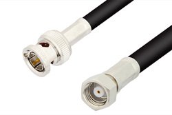 75 Ohm SMC Plug to 75 Ohm BNC Male Cable 48 Inch Length Using 75 Ohm RG59 Coax, RoHS