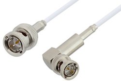 75 Ohm BNC Male to 75 Ohm BNC Male Right Angle Cable 60 Inch Length Using 75 Ohm RG187 Coax, RoHS