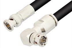 75 Ohm BNC Male to 75 Ohm BNC Male Right Angle Cable 24 Inch Length Using 75 Ohm RG216 Coax