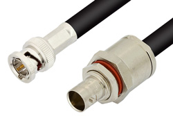75 Ohm BNC Male to 75 Ohm BNC Female Bulkhead Cable 48 Inch Length Using 75 Ohm RG6 Coax, RoHS