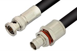 75 Ohm BNC Male to 75 Ohm BNC Female Bulkhead Cable Using 75 Ohm RG11 Coax