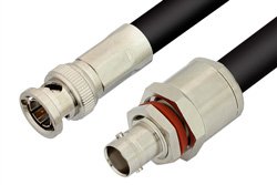 75 Ohm BNC Male to 75 Ohm BNC Female Bulkhead Cable 60 Inch Length Using 75 Ohm RG216 Coax