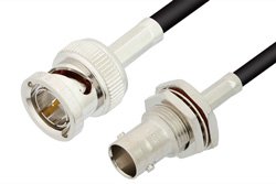 75 Ohm BNC Male to 75 Ohm BNC Female Bulkhead Cable 24 Inch Length Using 75 Ohm PE-B150 Coax