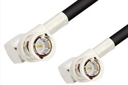 75 Ohm BNC Male Right Angle to 75 Ohm BNC Male Right Angle Cable 48 Inch Length Using 75 Ohm RG59 Coax, RoHS