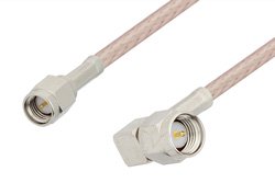 SMA Male to SMA Male Right Angle Cable 12 Inch Length Using RG316-DS Coax, LF Solder, RoHS