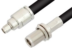 SMA Male to N Female Bulkhead Cable 12 Inch Length Using RG214 Coax