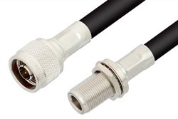 N Male to N Female Bulkhead Cable 72 Inch Length Using RG213 Coax