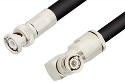 BNC Male to BNC Male Right Angle Cable 48 Inch Length Using RG213 Coax