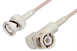 BNC Male to BNC Male Right Angle Cable 12 Inch Length Using RG316-DS Coax