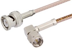 SMA Male Right Angle to BNC Male Cable 60 Inch Length Using RG316-DS Coax