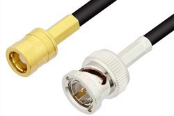 75 Ohm SMB Plug to 75 Ohm BNC Male Cable 24 Inch Length Using 75 Ohm PE-B150 Coax