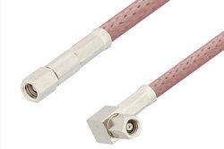 SMC Plug to SMC Plug Right Angle Cable 12 Inch Length Using RG142 Coax