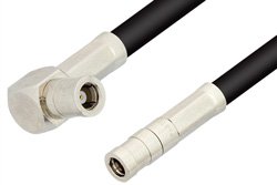 SMB Plug to SMB Plug Right Angle Cable 24 Inch Length Using RG58 Coax, RoHS